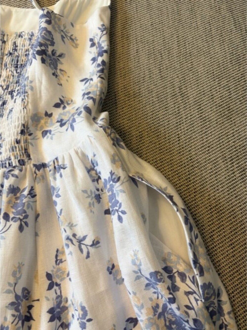 NEW Reformation Janu Midi Linen Dress Lana Floral Blue White | US 0 / UK 4 - Picture 14 of 15